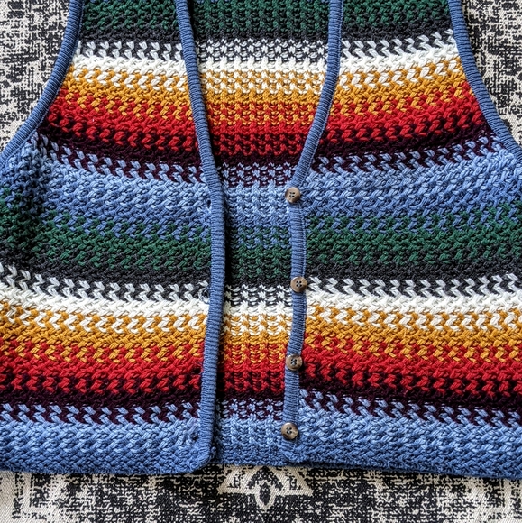 SOLD Crochet Knit Sweater Vest Earthy - Picture 12 of 16